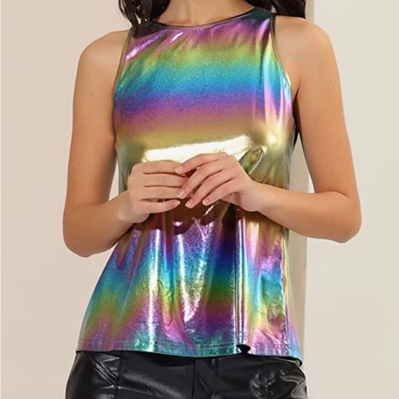 NWT colorful metallic stretchy sleeveless shirt - Medium - Picture 2 of 6